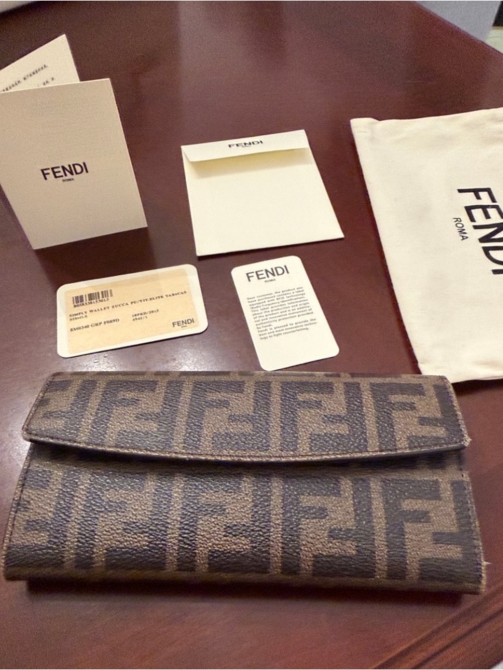 Fendi Brown Monogram Zucca Continental Wallet